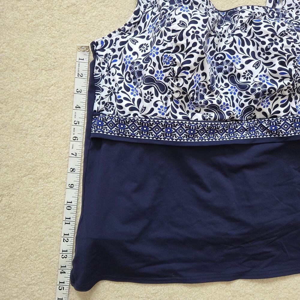 NWT Lands' End 18W Tankini Swim Top Underwire Square Neck Blue Floral - Picture 13 of 15